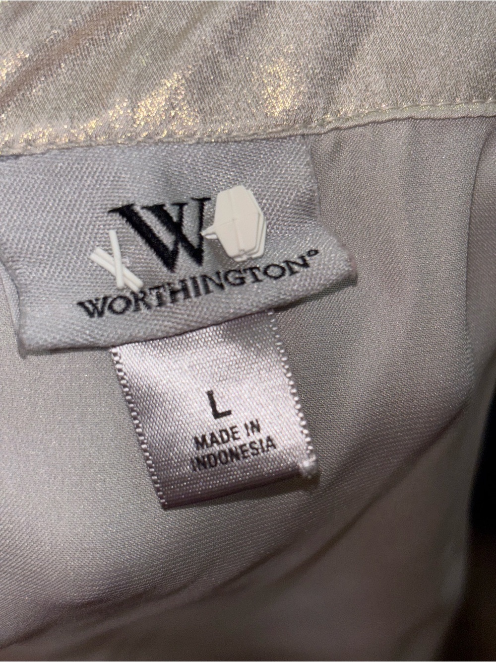 WORTHINGTON Beige Sheen Sleeveless Ruffle Halter Top - Picture 6 of 7